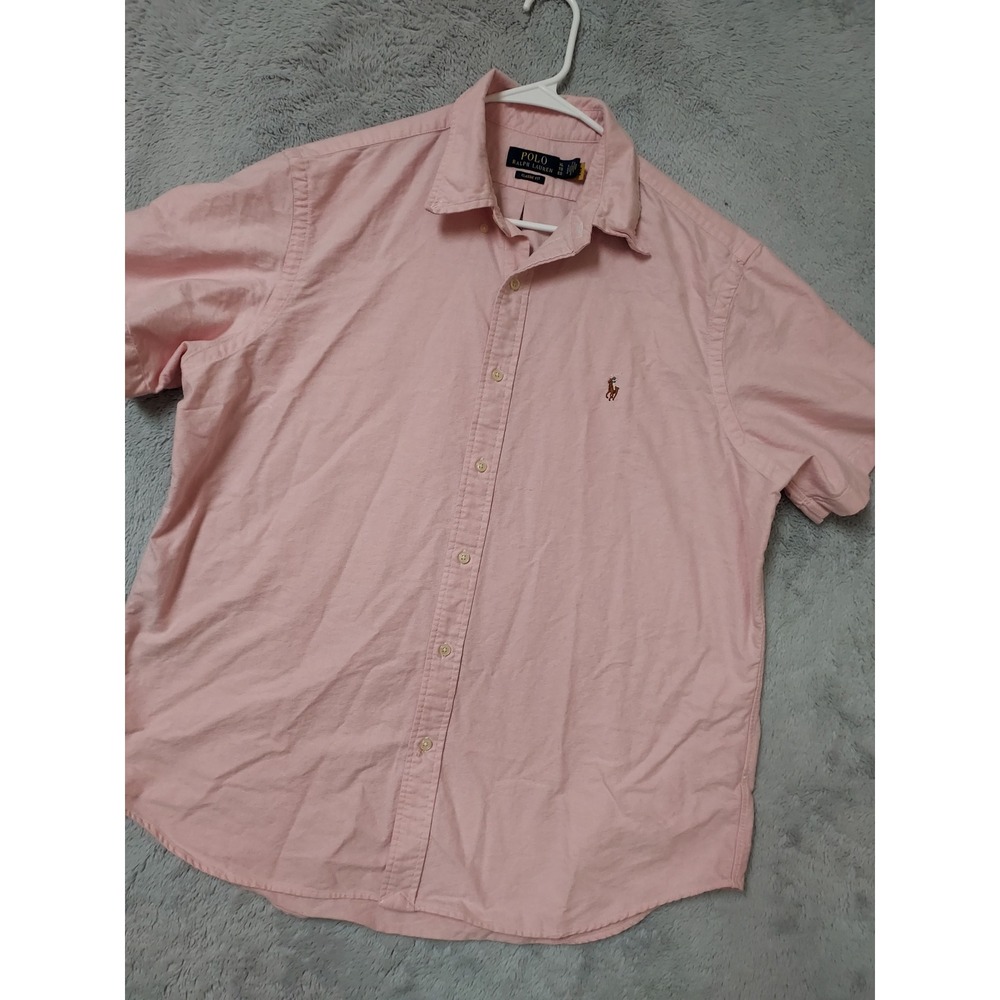 Polo Ralph Lauren Shirt Mens XL Classic Fit Oxford Short Sleeve Pink Flesh Pony